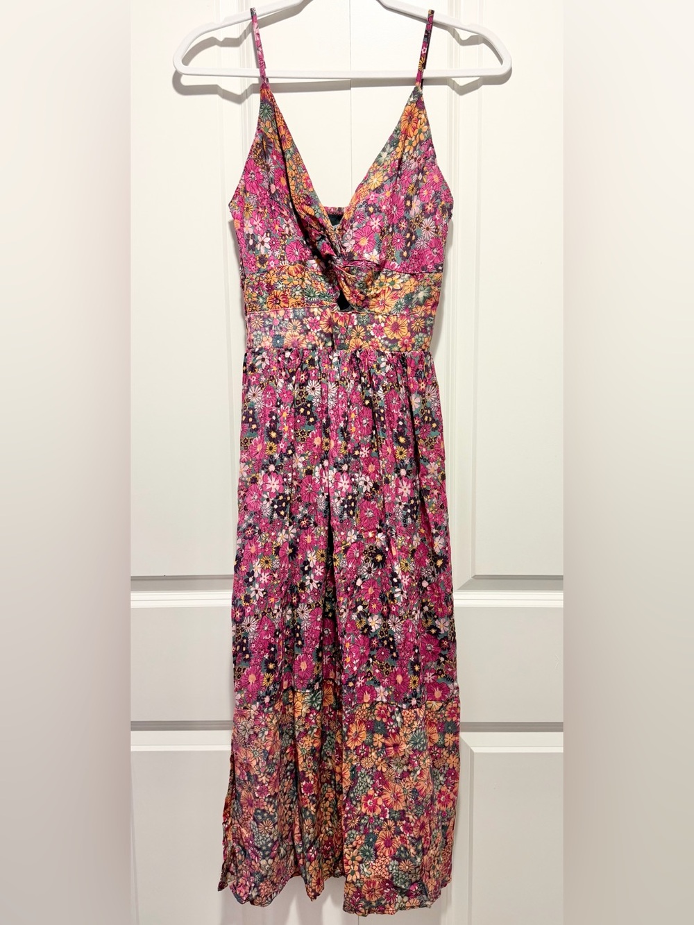Angie Pink Floral Sundress with Multicolor Floral Band